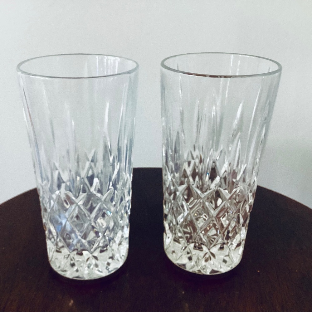 Pair of Cut Crystal Highball Glasses, Crystal Bar Glasses, Crystal glasses